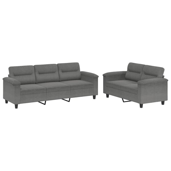 vidaXL Ensemble de canapés 2 Pièces coussins gris foncé tissu microfibre