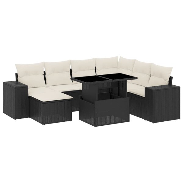vidaXL Salon de jardin 8 Pièces avec coussins noir résine tressée