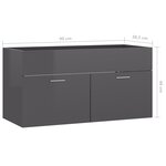 vidaXL Armoire d'évier Gris brillant 90x38 5x46 cm Aggloméré