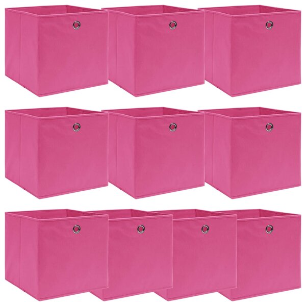 vidaXL Boîtes de rangement 10 Pièces Rose 32x32x32 cm Tissu