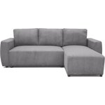 Canapé d'angle convertible réversible 3-4 places - velours côtelé Anthracite - Coffre de rangement - 224 x 155 x 85 cm