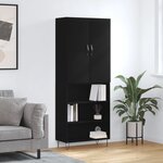 vidaXL Buffet haut Noir 69 5x34x180 cm Bois d'ingénierie