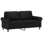 vidaXL Canapé 2 places avec oreillers décoratifs noir 140cm similicuir