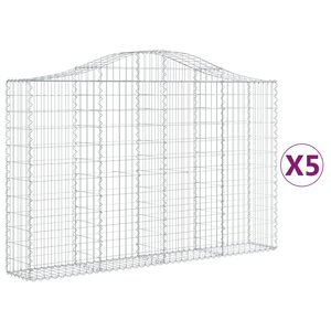vidaXL Paniers à gabions arqués 5 Pièces 200x30x120/140 cm Fer galvanisé