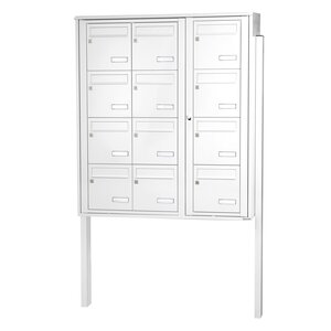 Bloc collectif Leabox 3x4 grade 3 simple face extérieur fixation sur pieds à sceller blanc neige ral 9016 finition brillante