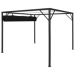 vidaXL Chapiteau de jardin avec auvent rétractable 3x3 m Anthracite