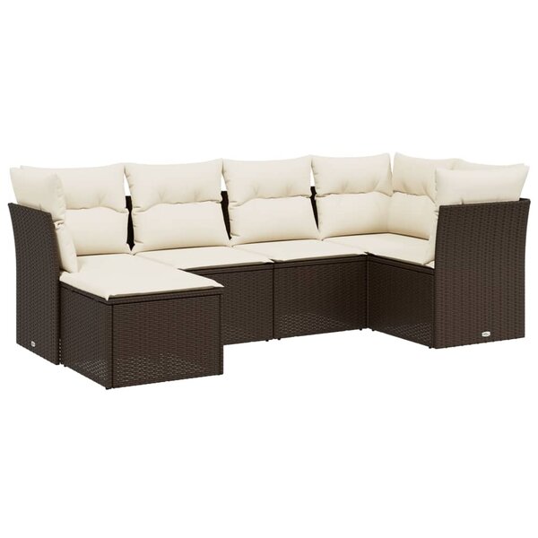 vidaXL Salon de jardin avec coussins 6 Pièces marron résine tressée