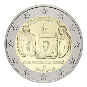 2 euros commémorative Italie 2018 - Constitution de la République.