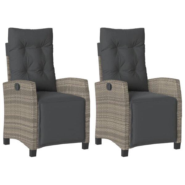 vidaXL Chaises inclinables de jardin lot de 2 et repose-pied rotin