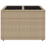 vidaXL Table de jardin dessus en verre beige 55x55x37cm résine tressée