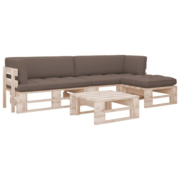 vidaXL Salon de jardin palette 4Pièces avec coussins Bois de pin imprégné