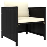 vidaXL Canapé de jardin avec coussins Noir Résine tressée