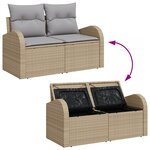 vidaXL Ensemble de Canapés de Jardin 6 Pièces avec Coussins Beige en Poly Rattan