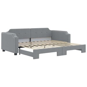 vidaXL Lit de jour avec lit gigogne gris clair 90x200 cm tissu