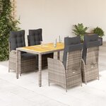 vidaXL Ensemble à manger de jardin 5 Pièces coussins gris résine tressée