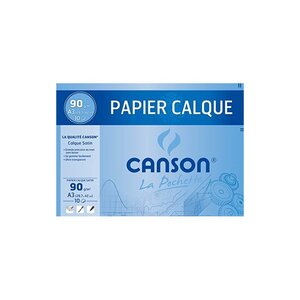 Papier calque Canson pochette de 10 feuilles calque satin format A3 90 grammes