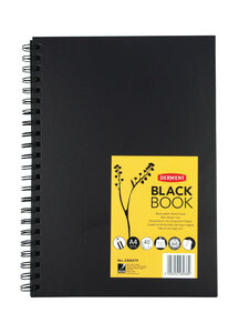 Carnet dessin spirales haut A4 40 feuilles noires 200gsm