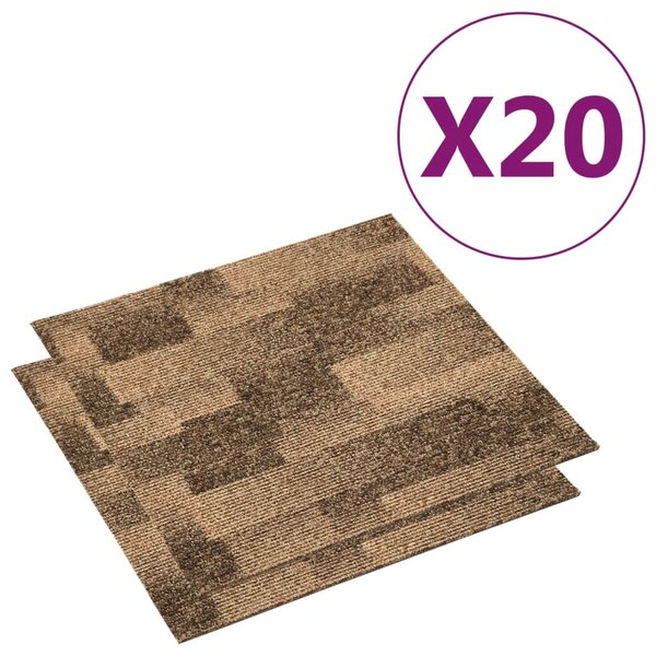 vidaXL Carreaux de tapis de sol 20 Pièces 5 m² Marron