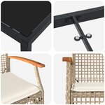 vidaXL Ensemble de salle à manger de jardin 7 pièces avec coussins Beige Poly Rattan