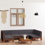 vidaXL Salon de jardin 7 Pièces avec coussins Bois d'acacia solide