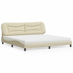 vidaXL Lit avec matelas crème 200x200 cm tissu