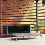vidaXL Salon de jardin 3 Pièces Gris foncé Résine tressée demi-ronde