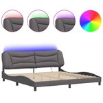 vidaXL Cadre de lit avec lumières LED gris 200x200 cm similicuir