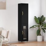 vidaXL Buffet haut Noir 34 5x34x180 cm Bois d'ingénierie