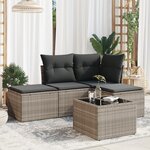 vidaXL Salon de jardin 5 Pièces avec coussins gris clair résine tressée