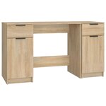 Bureau table poste de travail meuble d'ordinateur informatique étude avec armoire latérale chêne sonoma bois d'ingénierie brun 02_0023394