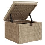 vidaXL Tabouret de jardin avec coussin beige 55x55x37cm résine tressée