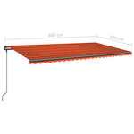 vidaXL Auvent automatique capteur de vent/LED 6x3 m Orange et marron