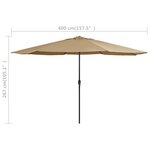 vidaXL Parasol d'extérieur avec mât en métal 390 cm taupe