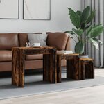 vidaXL Tables basses gigognes 3 Pièces chêne fumé bois d'ingénierie