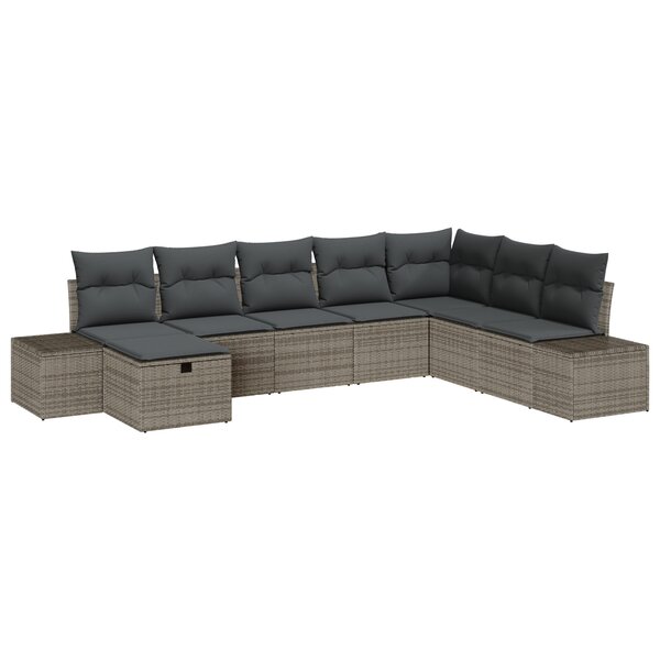 vidaXL Ensemble de Canapé de Jardin 8 Pièces avec Coussins Rattan Poly Gris