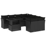 vidaXL Salon de jardin 9 Pièces avec coussins noir résine tressée