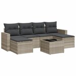 vidaXL Salon de jardin avec coussins 7 Pièces gris clair résine tressée