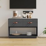 vidaXL Meuble TV Gris 90x40x60 cm Bois de pin massif
