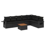 vidaXL Salon de jardin 8 Pièces avec coussins noir résine tressée