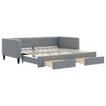 vidaXL Lit de jour avec gigogne et tiroirs gris clair 100x200 cm tissu
