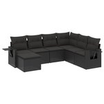 vidaXL Salon de jardin 7 Pièces avec coussins noir résine tressée