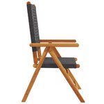 vidaXL Chaises inclinables de jardin lot de 4 noir rotin bois massif