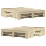 vidaXL Cadre de lit chêne sonoma 135x190 cm bois d'ingénierie