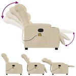 vidaXL Fauteuil de massage inclinable Crème Tissu