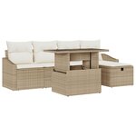 vidaXL Set de canapé de jardin 6 pièces avec coussins beige en poly rotin