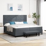vidaXL Lit à Sommier avec Matelas & Banc Gris Foncé 200x200 cm Velours