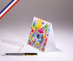 Carte double bouton d'or créée et imprimée en france - eléphant