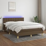 vidaXL Sommier à lattes de lit matelas et LED Marron foncé 140x190 cm