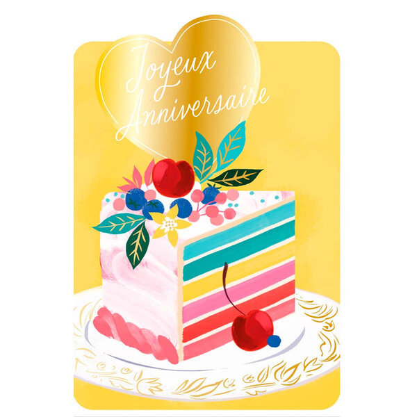 Carte de Vœux Thème Anniversaire Party Time - Plusieurs Styles - Joyeux Anniversaire - Jaune - Draeger