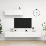 vidaXL Meubles TV 3 Pièces Blanc Bois d'ingénierie